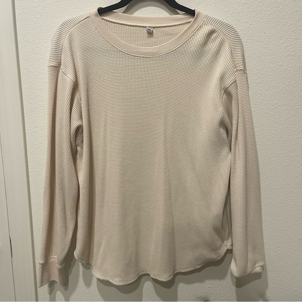 Uniqlo Cream Waffle Knit Sweatshirt